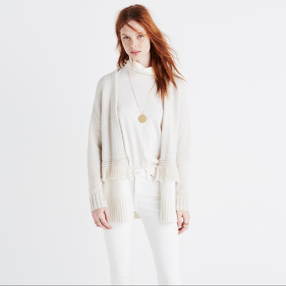*NWT* Madewell Colorblock Fringe Cardigan Sweater